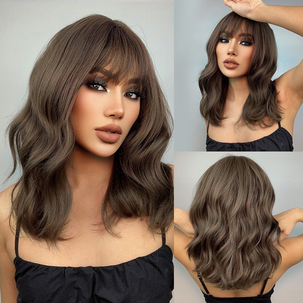 Ginger Orange Copper Short Curly Synthetic Hair Wigs with Bangs