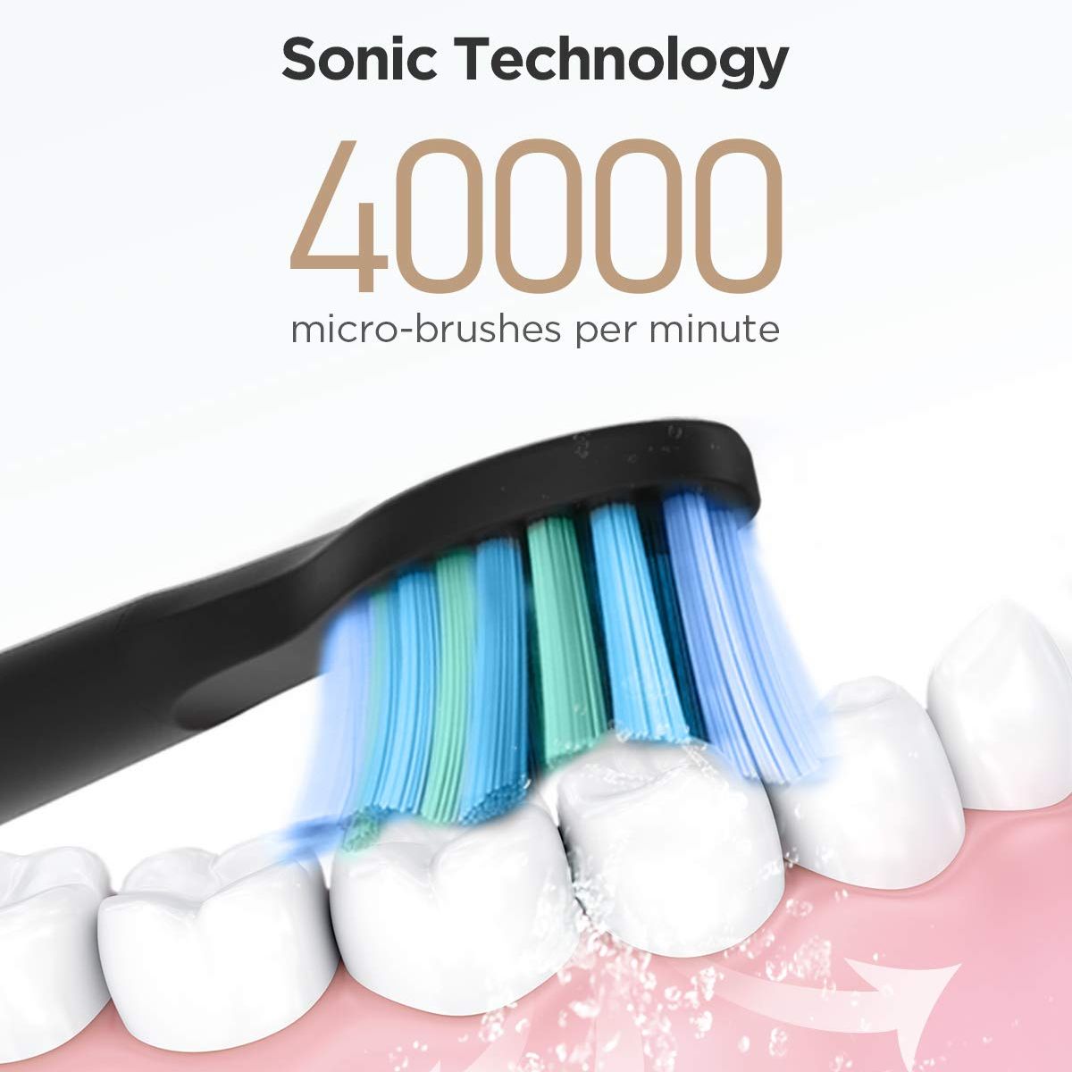 Fairywill FW507 Sonic Electric Toothbrushes for Adults Kids 5 Modes Smart Timer Rechargeable 8 Super Whitening Toothbrush Heads