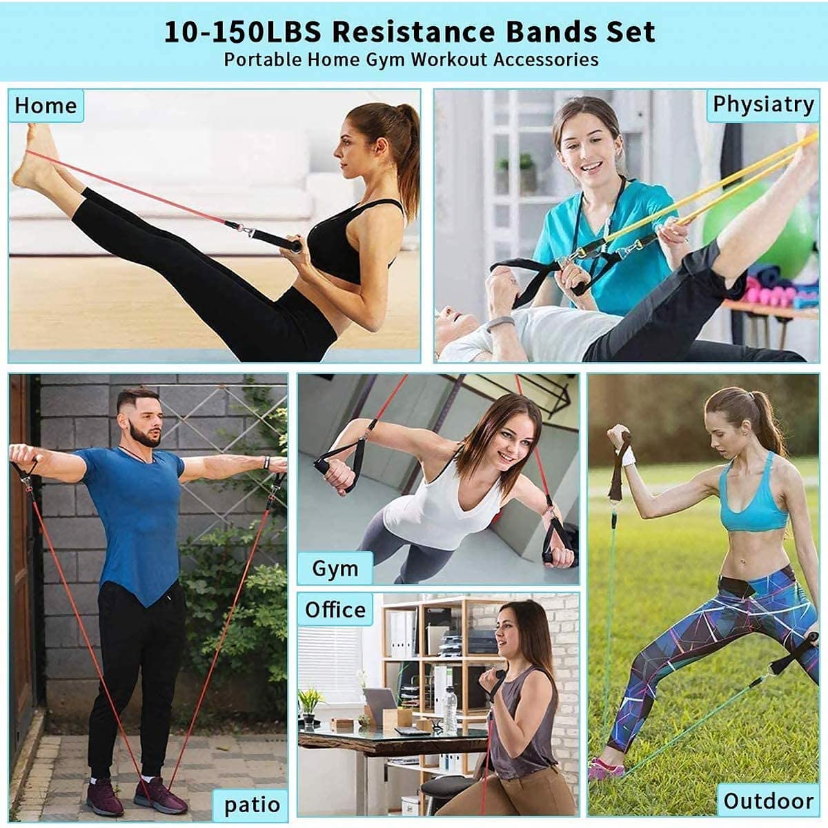 200lbs Resistance Bands Set Exercise Workout Loop Bands