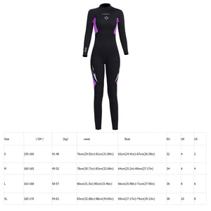 Women Full Body Scuba Dive Wet Suit Wetsuits 3mm Neoprene Winter Swim Surfing Snorkeling Spearfishing Water Sports Water Ski