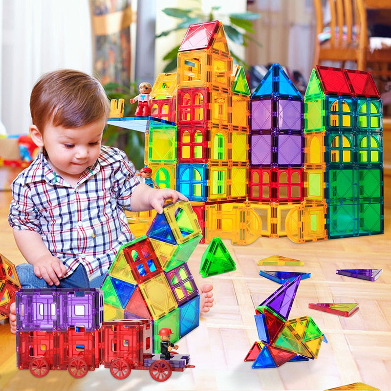 52 PCS Big Size Magnetic Construction Building Blocks Sets Montessori