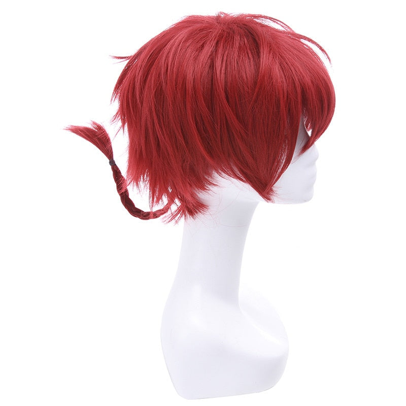 L-email wig Synthetic Hair New Ranma Cosplay Wigs 25cm Red Burgundy Short Perucas Cosplay Wig