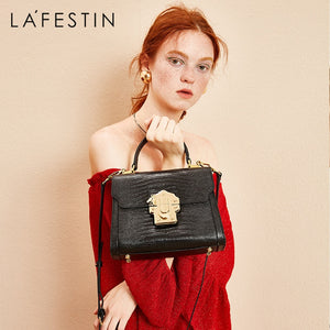 LA FESTIN Designer Serpentine Lock Handbag