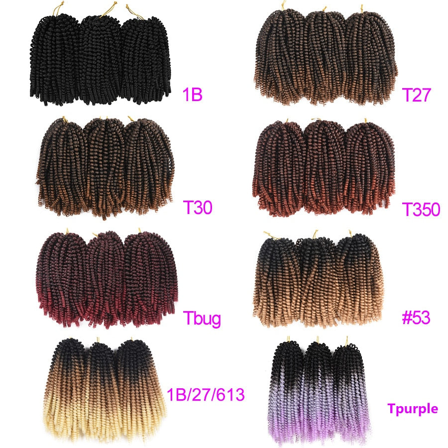 TOMO Ombre Spring Twist Hair Synthetic Crochet Braids Passion Twist 8Inch Pre-Twist Crochet Hair Extensions 30Roots Bomb Twist