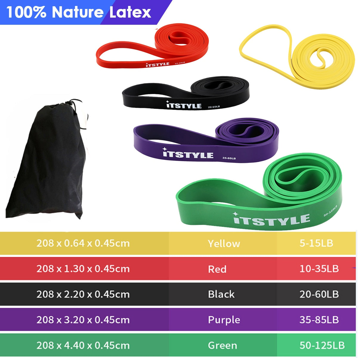 41&quot; Resistance Bands 208cm Fitness Rubber Pull Up Crossfit Power Expander Hanging Yoga Loop Band