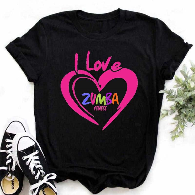 Zumba Black Tshirt Women's Clothing Fitness Dance Letter Graphic Tees Shirt Sport Gymnastics Femme T-Shirt Tops