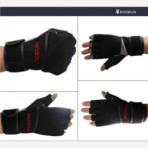 Genuine Leather Men's Half Finger CrossFit Gloves Gym Fitness Training Workout Sports Bodybuilding Weight Lifting Gloves