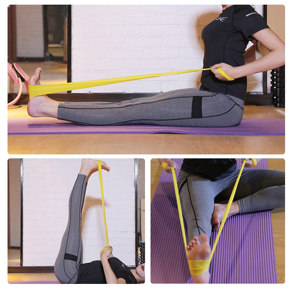 Yoga Pilates Straps Training Rubber Bands Elastic Resistance Yoga Belt Fitness Loop Bands Yoga Gymnastics Equipment 15M