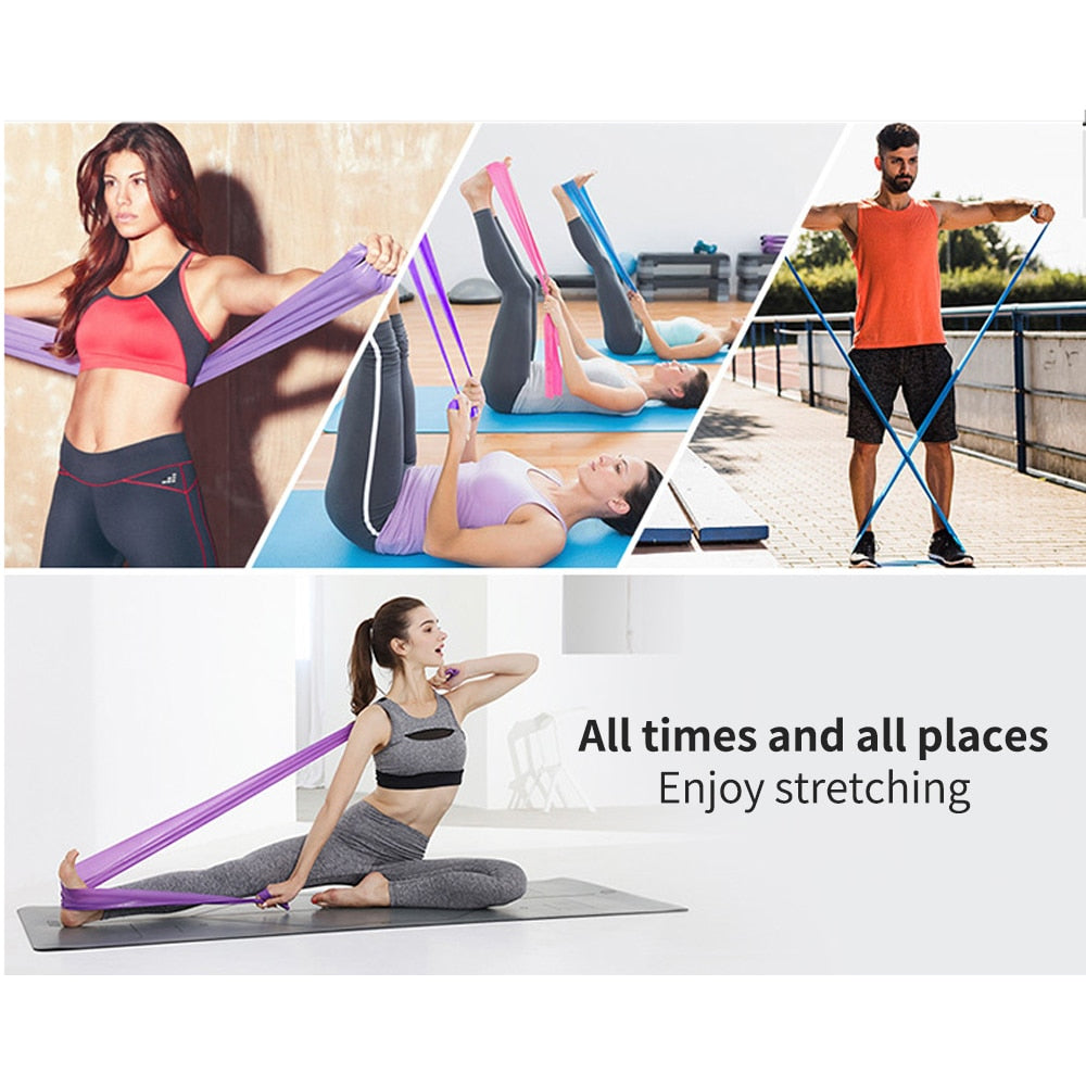 Yoga Pilates Straps Training Rubber Bands Elastic Resistance Yoga Belt Fitness Loop Bands Yoga Gymnastics Equipment 15M