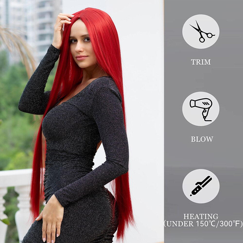 40inch Synthetic Button Net Red Long Vacation Hair Mid Section Role Playing