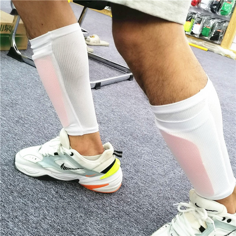 Football Double-Layer Shin Guards Sleeves Adults Kids Perspiration Soccer Socks Calf Guard
