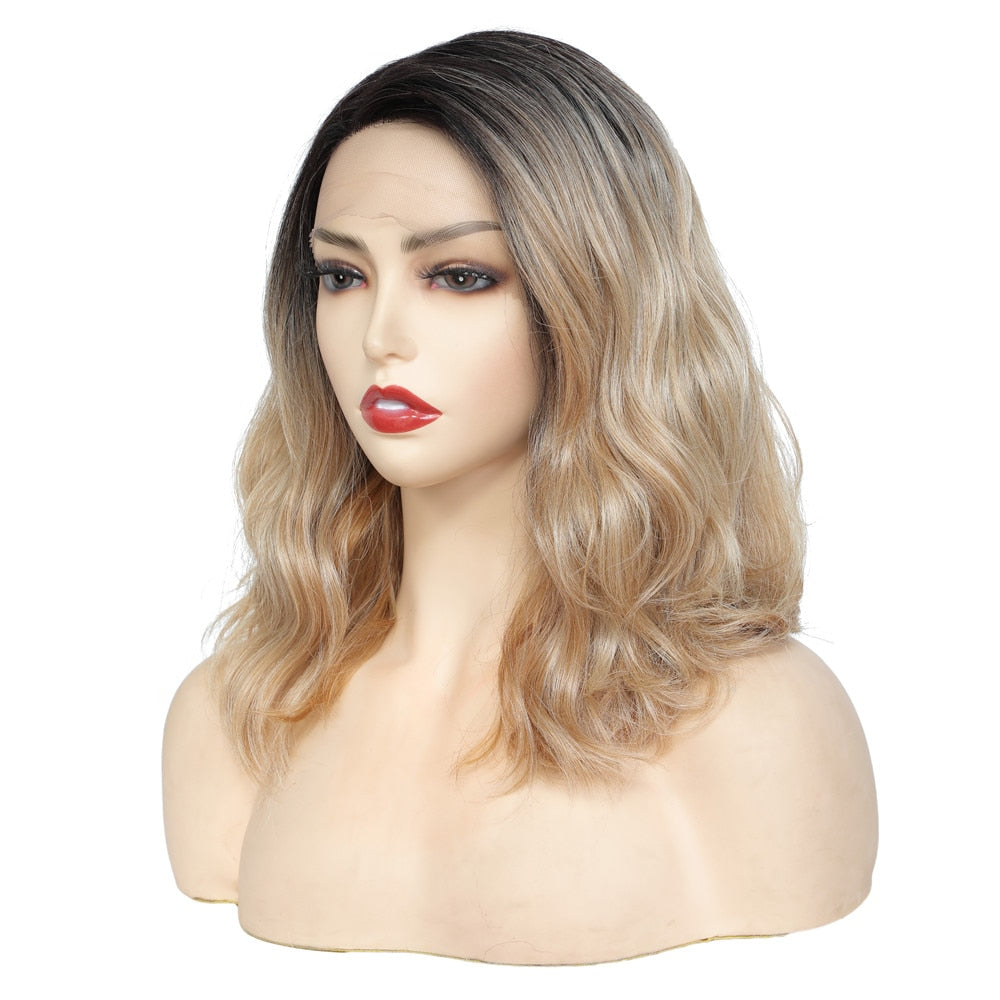 X-TRESS Ombre Blonde Synthetic Short Bob Lace Front Wigs