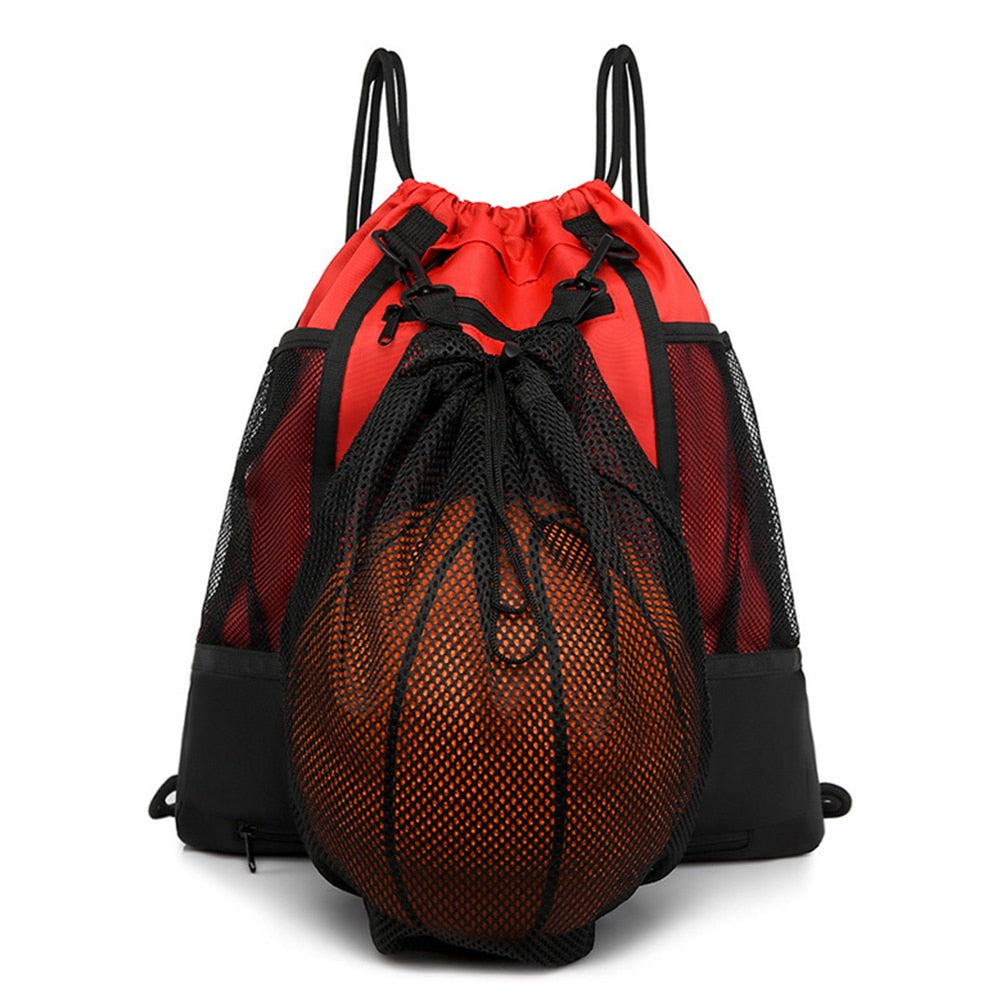 Mesh Shoulder Soccer Ball Bags Portable Drawstring Volleyball Storage Pouch Training Equipment