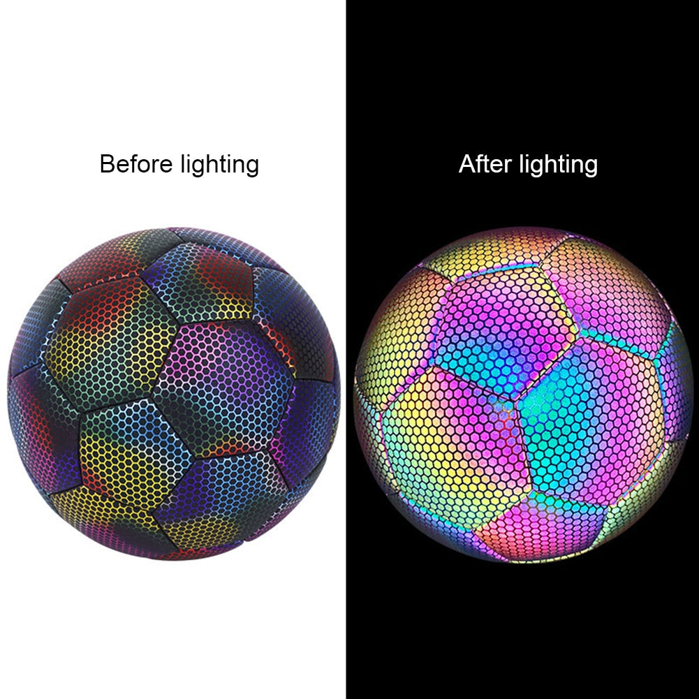 Reflective Soccer Ball Night Glow in the Dark Footballs for Teenagers Team Training