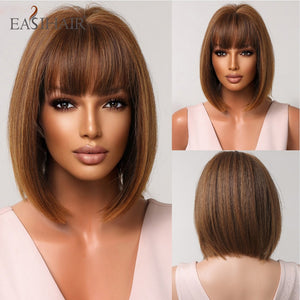 EASIHAIR Copper Ginger Synthetic Wigs with Bangs