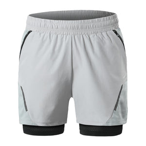 Open image in slideshow, 2-In-1 Men Running Shorts with Zipper Pockets Quick Dry Exercise Shorts
