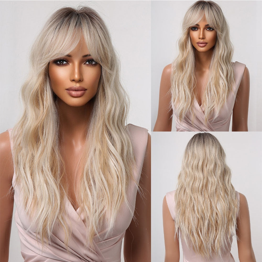 HENRY MARGU Long Wavy Blonde Synthetic Wigs