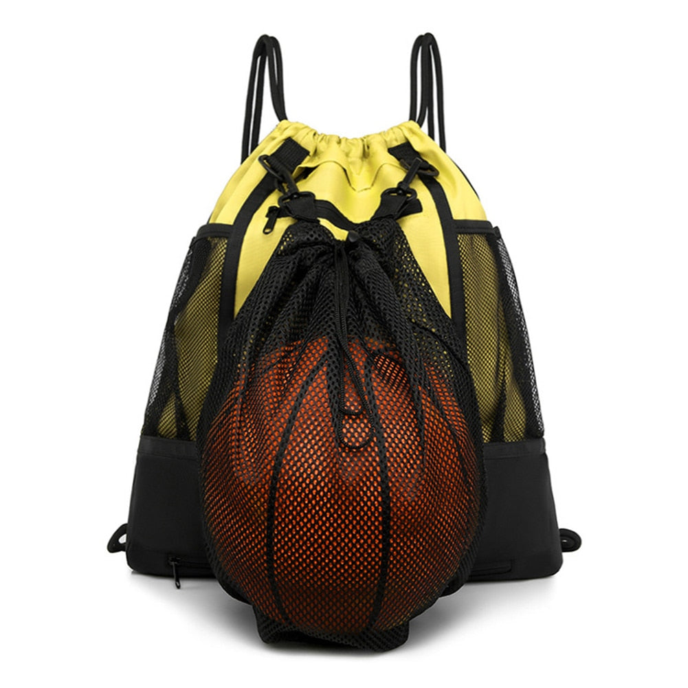 Mesh Shoulder Soccer Ball Bags Portable Drawstring Volleyball Storage Pouch Training Equipment