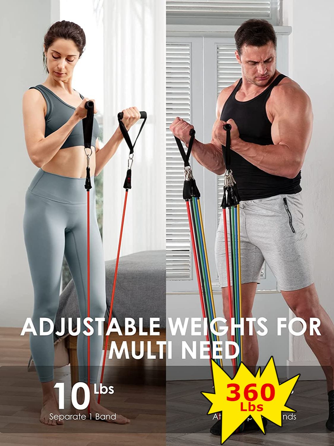 360lbs Fitness Exercises Resistance Bands Set Elastic Tubes Pull Rope Yoga Band Training Workout Equipment for Home Gym Weight