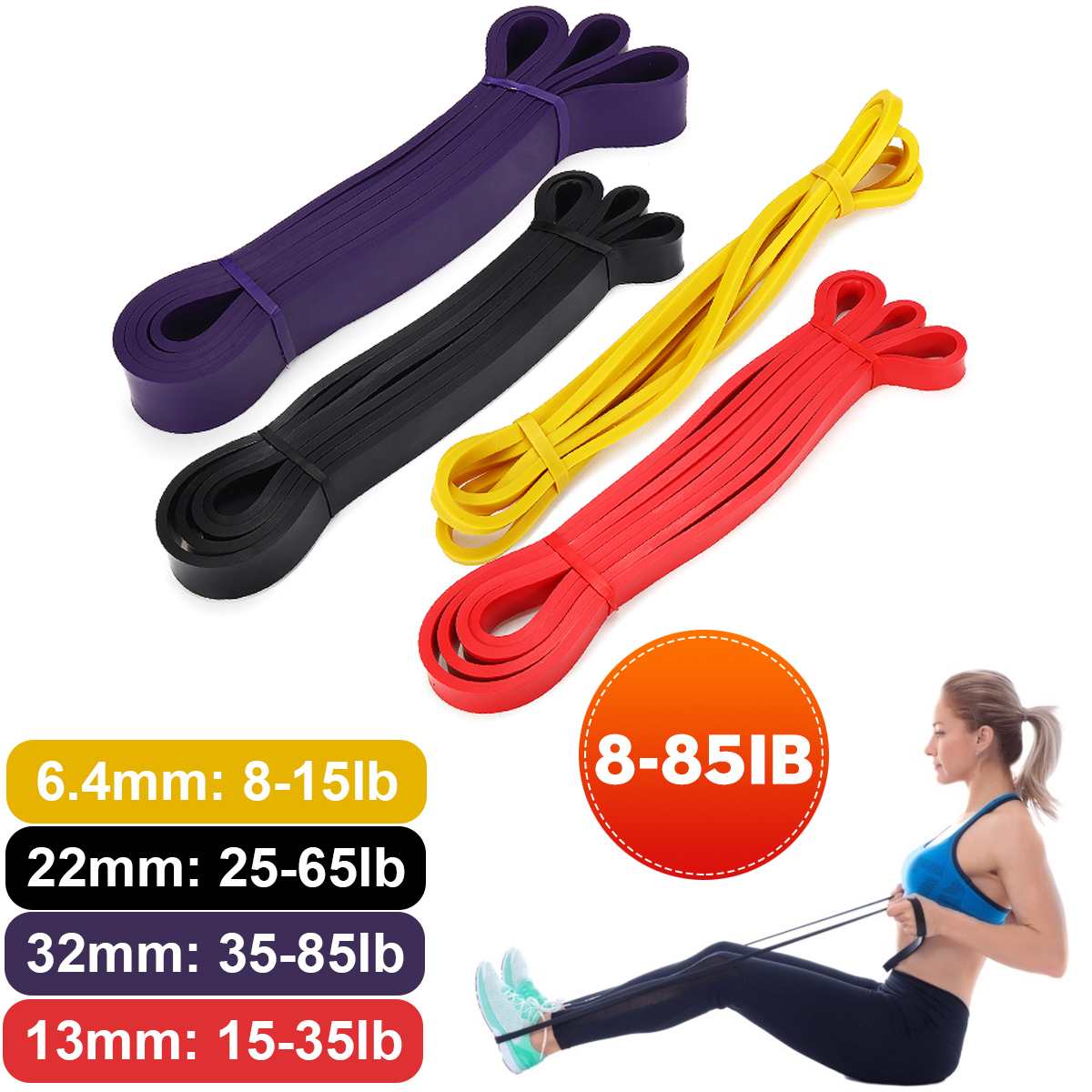 Elastic Resistance Bands Unisex Exercise Yoga Training Pull Rope Loop Strength Pilates Expander Workout Fitness Equipment