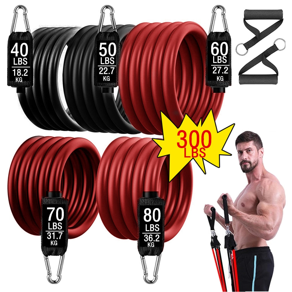 300lbs Exercise Resistance Bands Set 11/17Pcs Fitness Yoga Exercise Booty Bands Stretch Training for Home Gym Workout Equipments