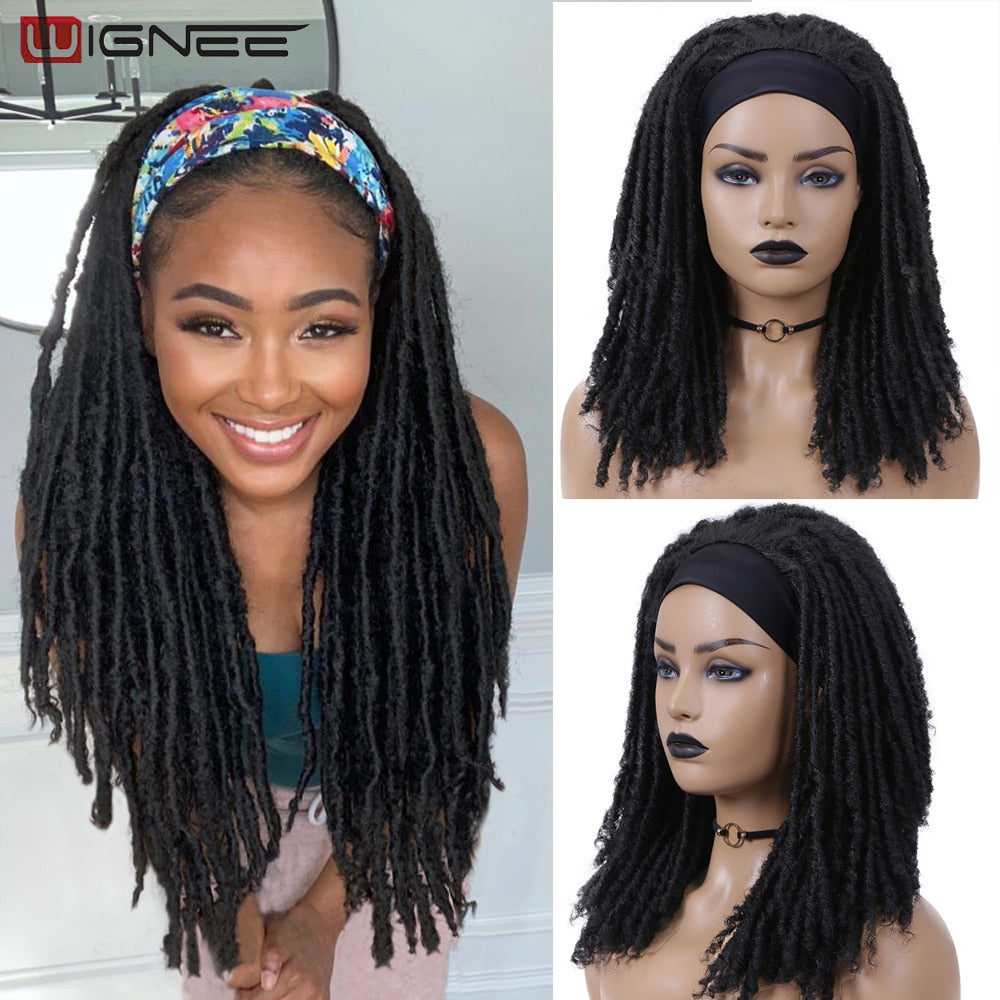 Wignee Long Dreadlock Wig Synthetic Hair Headband Crochet Braid Heat Resistant
