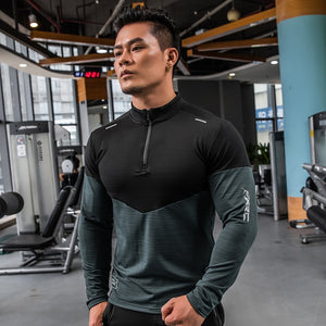 Open image in slideshow, Mens Gym Compression Shirt Male Rashgard Fitness Long Sleeves Running Clothes Homme Tshirt Football Jersey Sportswear Dry Fit
