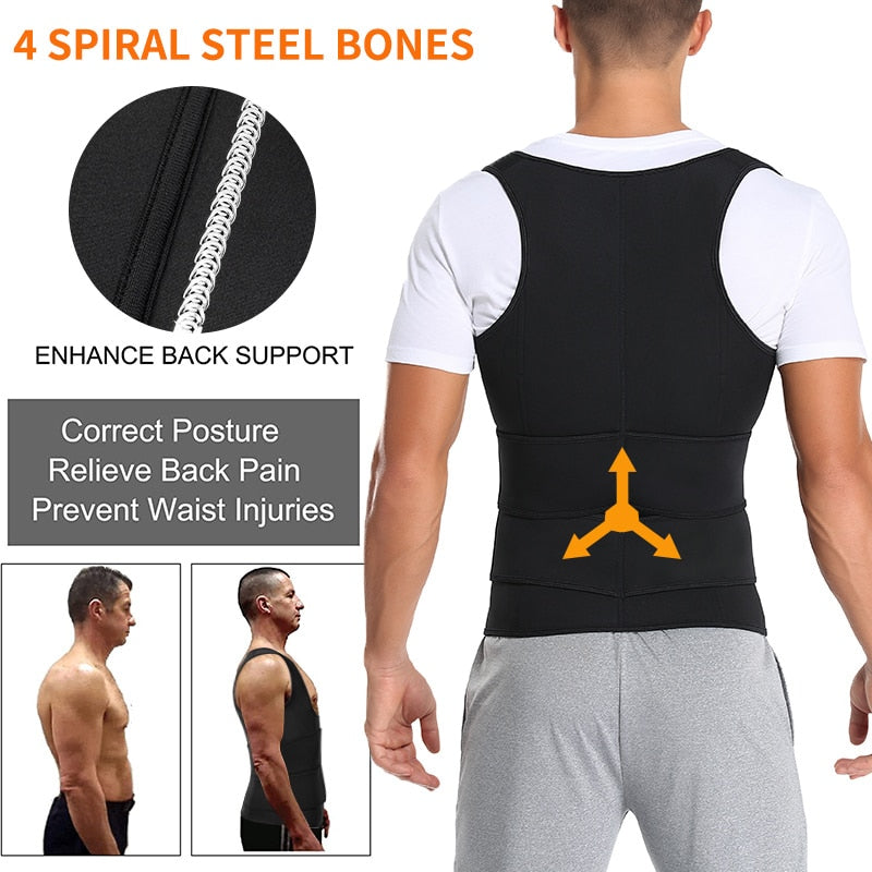 Neoprene Men&#39;s Shapers Sweat Waist Trainer Vest Adjustable Workout Body Shaper with Double Zipper for Sauna Suit