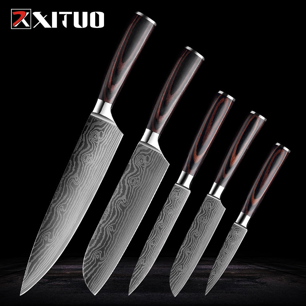 XITUO Damascus Stainless Steel 8 Inch Chef Knife Japenese Kitchen Cutting  Vegatable Fruit Cooking Tools Grain