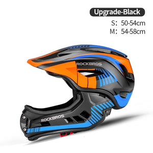Open image in slideshow, ROCKBROS Full Face Bike Helmet Kids Downhill Removable Integrated Shockproof Anti-sweat With 12 Ventilation Opening
