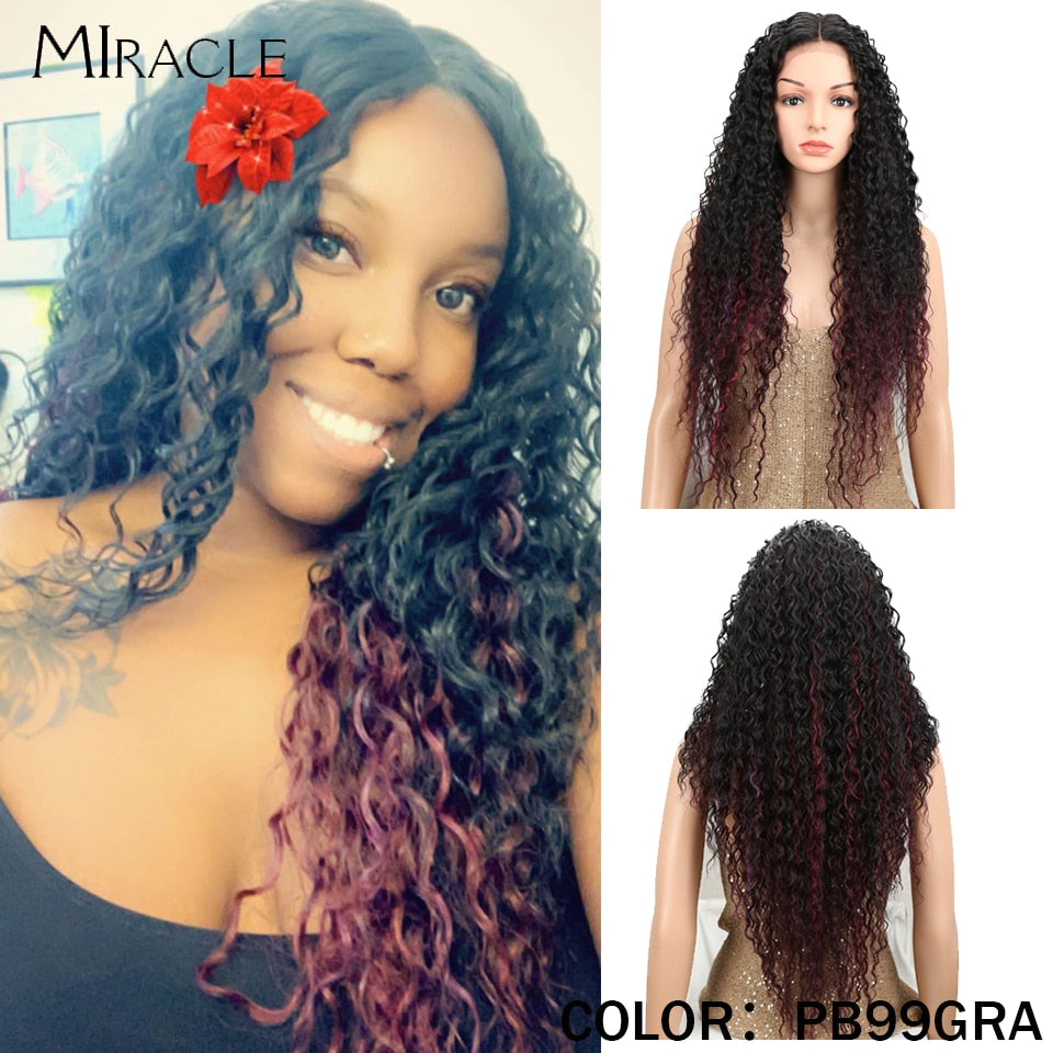 Synthetic Lace Wig Curly 30Inch Natural Wave Blonde Wig High Temperature Fiber Hair