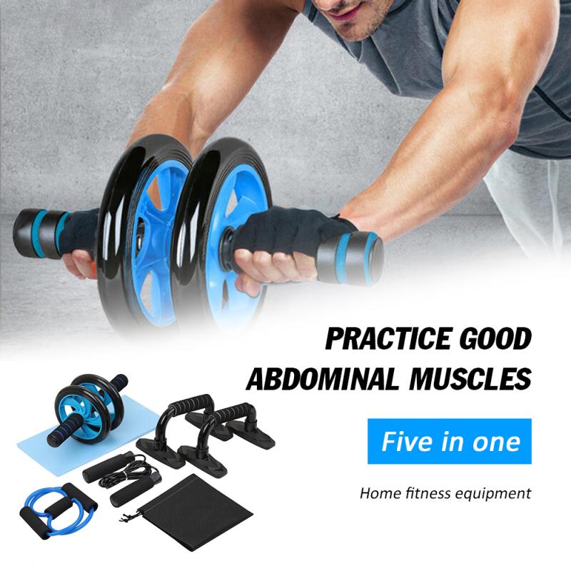 Gym Fitness Equipment Muscle Trainer Wheel & Abdominal Roller Push Up Bar Jump Rope Workout Crossfit Sport Home Gym