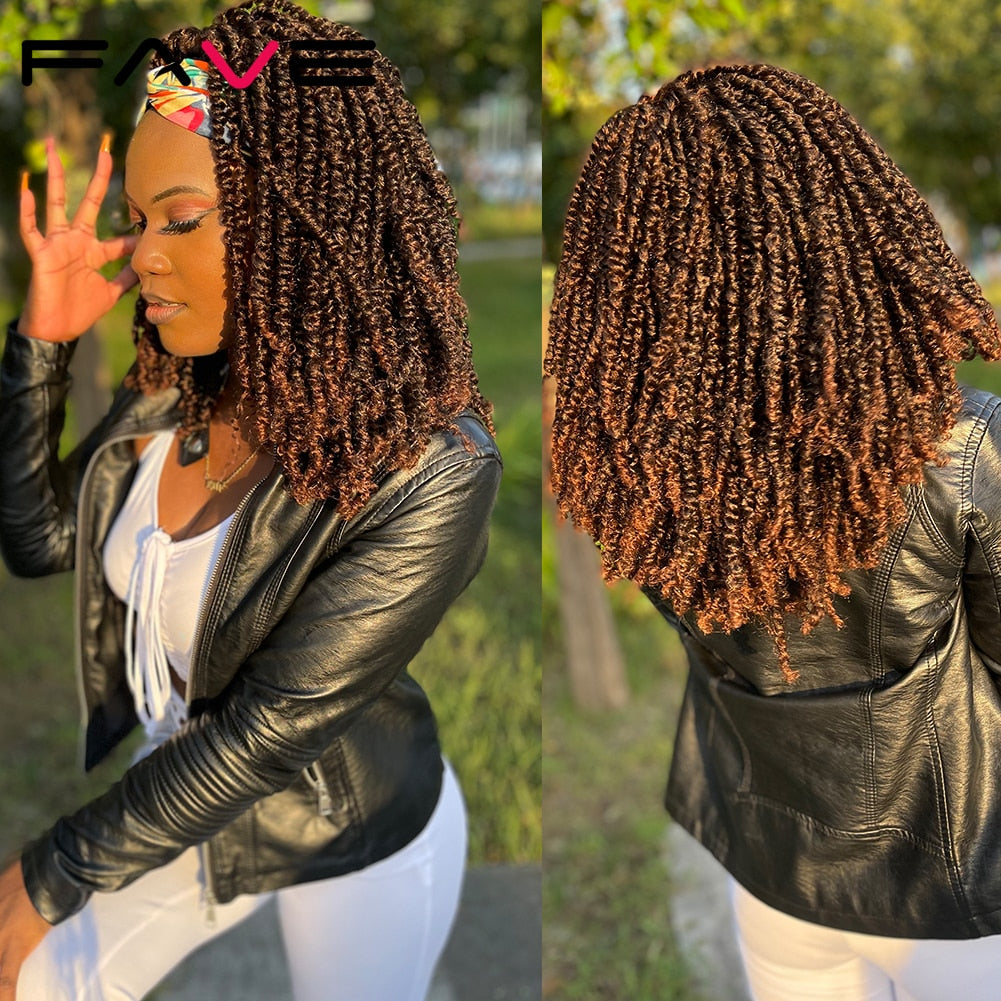 Fave Passion Twist Dreadlock Headband Wig Synthetic Black Brown Braided Curly Hair Heat Resistant Fiber  Daily Life