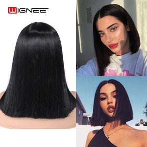 Open image in slideshow, Wignee 2 Tone Ombre Purple Synthetic Middle Part Short Straight Hair Cosplay Party Daily Hair Wig
