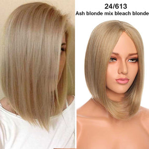 Open image in slideshow, S-noilite Synthetic 12inch Straight Bob Middle Hairline Hairstyle Short Cosplay Hair 9 color Wig
