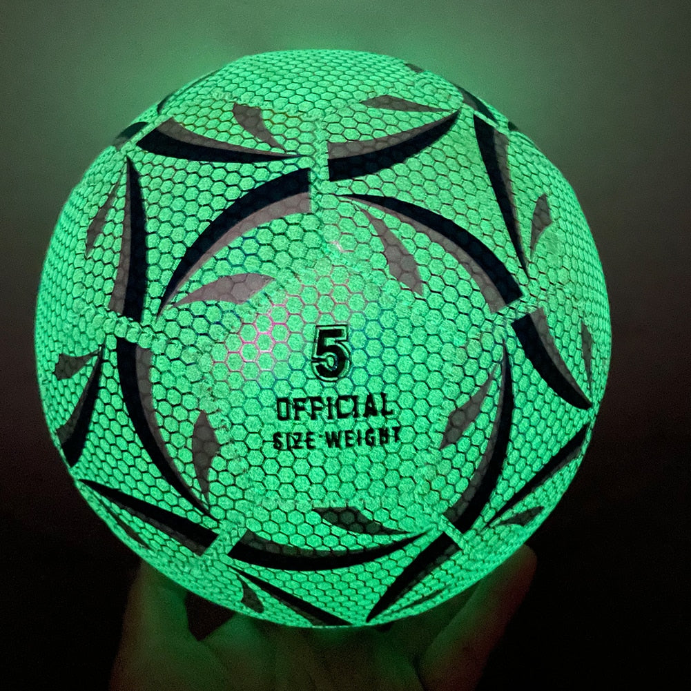 Luminous Reflective Soccer Ball Night Glowing Footballs for Adults Size