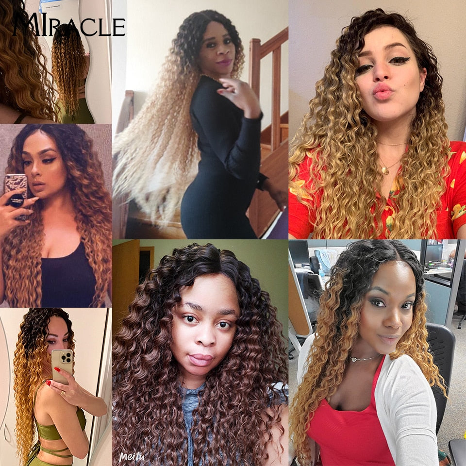 Synthetic Lace Wig Curly 30Inch Natural Wave Blonde Wig High Temperature Fiber Hair