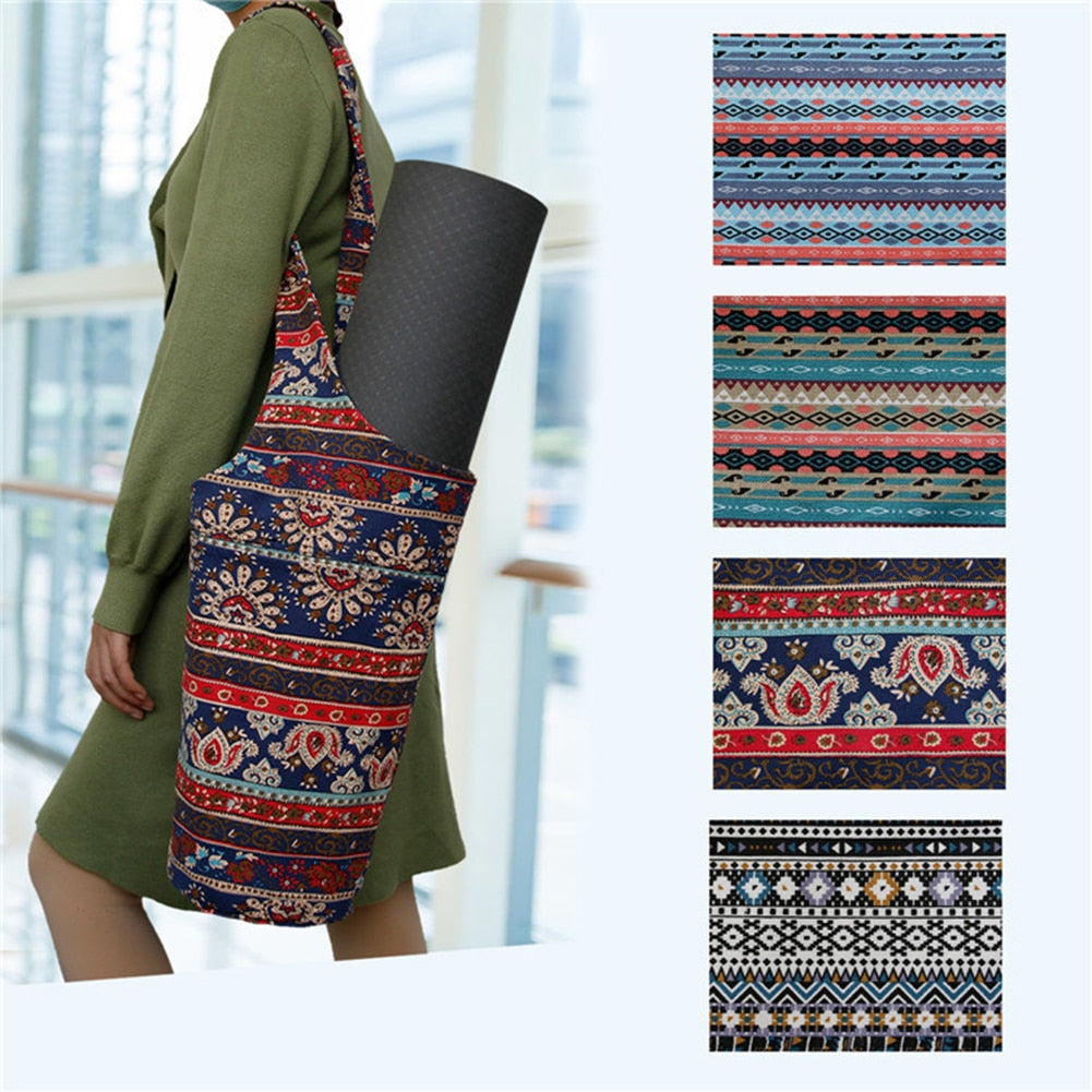 Fashion Sports Mat Bag Thickened Printing Pilates Mat Knapsack Breathable Gym Mat Knapsack Scratchproof Outdoor Fitness Supplies