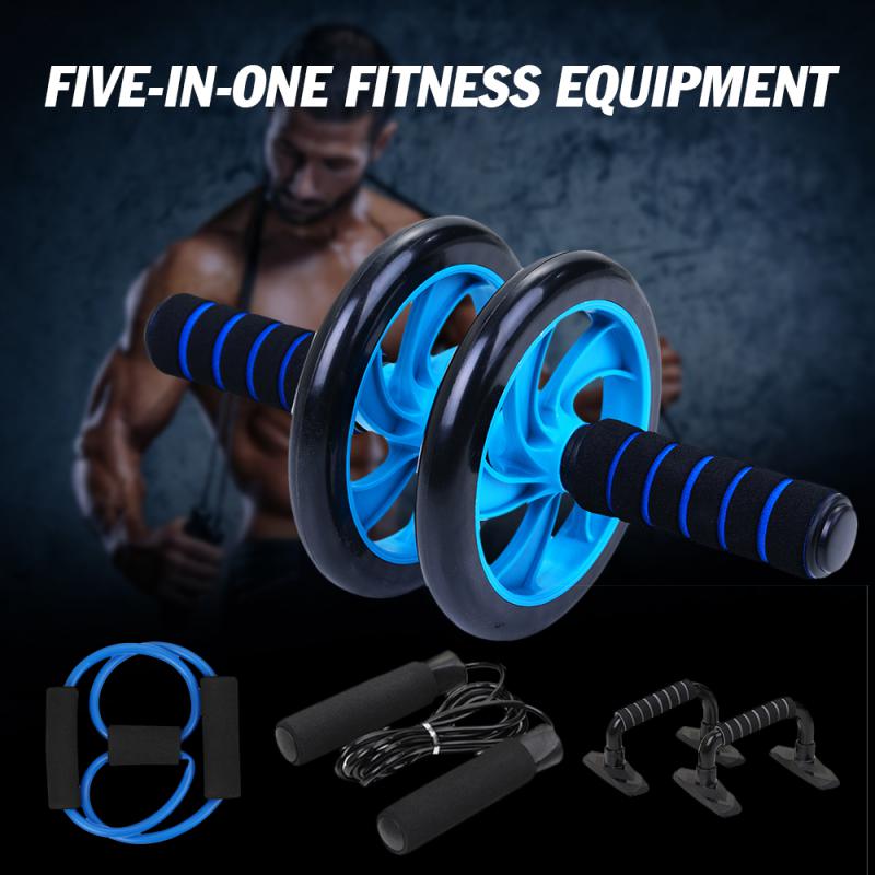 Gym Fitness Equipment Muscle Trainer Wheel & Abdominal Roller Push Up Bar Jump Rope Workout Crossfit Sport Home Gym