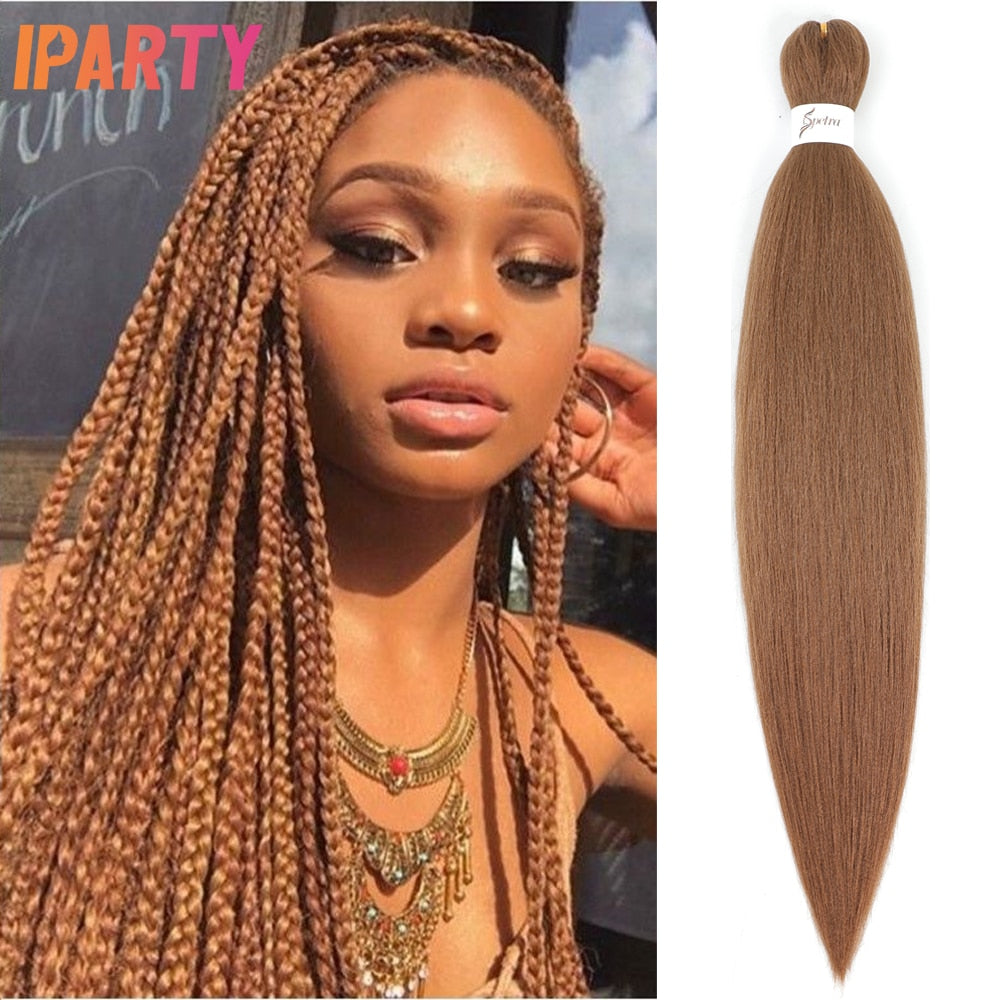 Iparty 24 Inches Synthetic Braiding Hair Coppor Color Pre Stretched Yaki Straight Extension Daily Party Cosplay