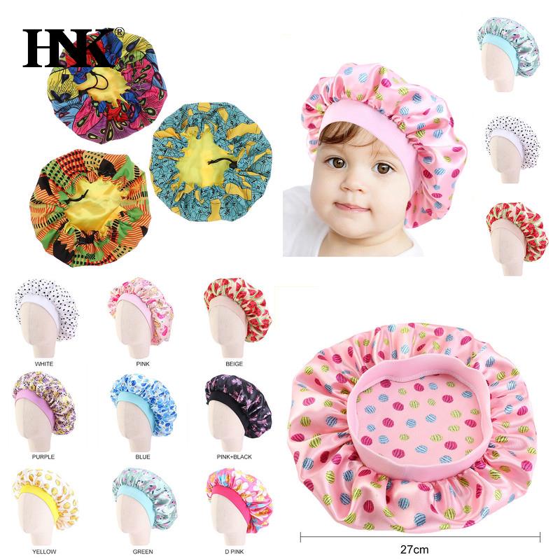 Baby Silky Satin Bonnet Sleep Cap Children Night Turban Solid Headwear Cute Headwrap Hat Fashion Hair Wear