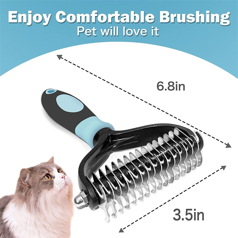 Professional Pet Deshedding Brush 2 Sided Dematting Dog Comb Cat Rake Puppy Grooming Tools Undercoat Shedding Flying Hair