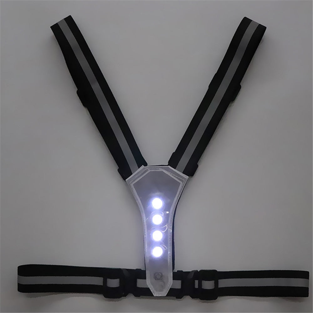 Safety Reflective Vest LED Running Light Y-shaped Harness Night Warning Work Fishing Sports Cycling Equipment