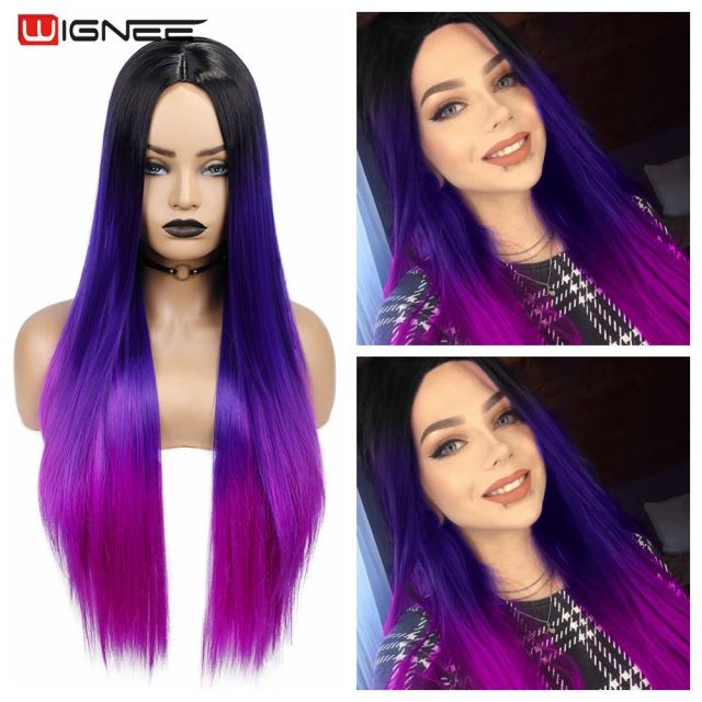 Wignee Pink Long Straight Hair Synthetic Wigs - ontopoftheworldstore-888