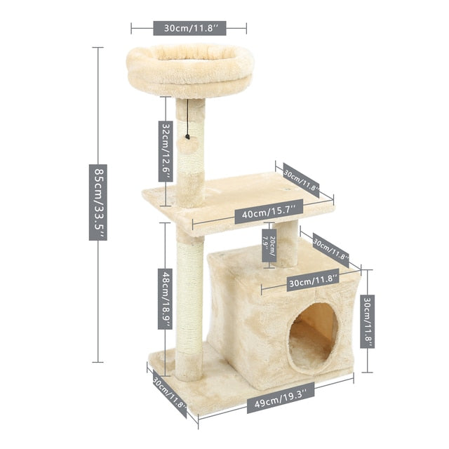 H228cm Pet Cat Tree Toy Condo Cat Climbing Tower - ontopoftheworldstore-888