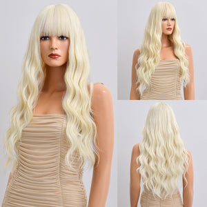 Open image in slideshow, Synthetic Wig For Woman Blue Colored Ombre Long Body Water Wave Wig Cosplay
